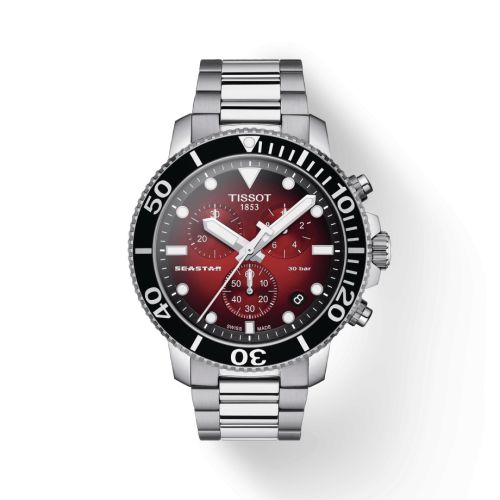 Tissot Seastar 1000 Chronograph Quartz 45.5 Stainless Steel / Red Gradient / Bracelet